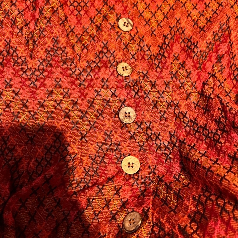 Orange Zigzag Pattern Phoenix Button Front Playsu… - image 6